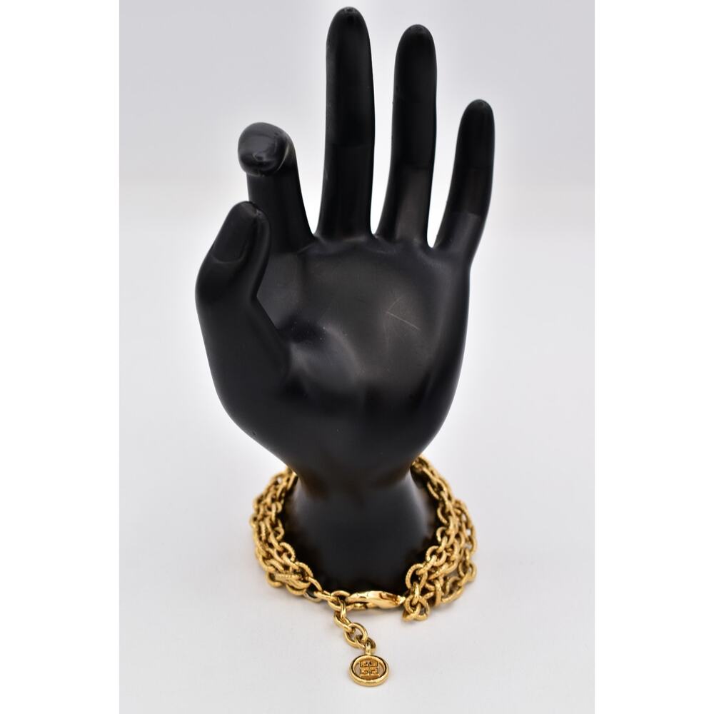 Givenchy Vintage Multi-Chain Bracelet Gold Textured Link Signed 1980s Bin2 - Picture 9 of 12